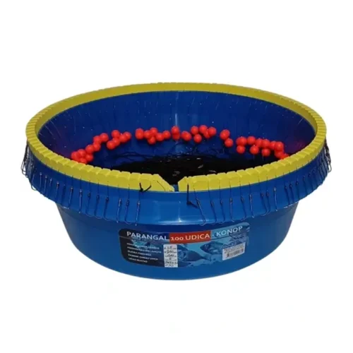 Parangal 100 udica, konop, udice Mustad, plovci, s plavom grčkom kofom za lov s broda bijele ribe, idealan za profesionalce i rekreativce