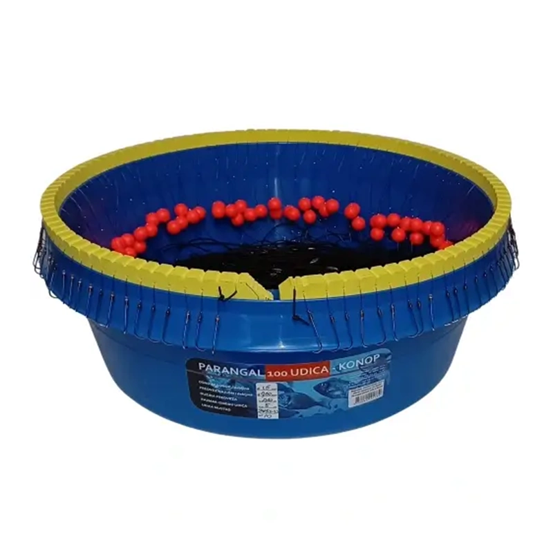 Parangal 100 udica, konop, udice Mustad, plovci, s plavom grčkom kofom za lov s broda bijele ribe, idealan za profesionalce i rekreativce